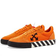 Lightly padded tongue and leather lined collar. Off White Low Vulcanized Arrow Sneaker Orange Black End