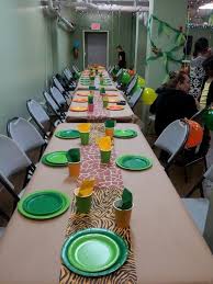 Emma S 2nd Birthday Party Jungle Theme Craft Paper Table Cloths Animal Print Tissue Paper Table Runners Mommyho Paper Table Runner Paper Table Paper Crafts