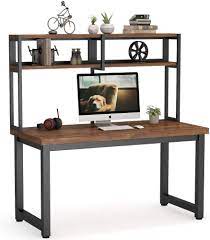 Computer table with storage, small computer table Amazon Com Tribesigns Solid Wood Computer Desk With Hutch Vintage Industrial 55 Inch Office Desk Computer Table With Storage Shelves Modern Simple Wooden Desk Study Writing Desk For Home Office Rustic Brown Kitchen