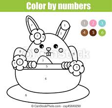 Free printable coloring pages for kids cartoon characters girls famous. Coloring Page With Easter Bunny Character Color By Numbers Educational Children Game Drawing Kids Activity Rabbit In Canstock