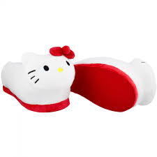 Hello Kitty 3D Plush Face Womens Slippers