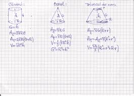 Aria laterală, aria totală și volumul conului circular drept. Formule La Cilindru Con Si Trunchi De Con Brainly Ro