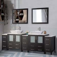 For the bathroom n a master suite, a 66 inch or larger vanity with class and substance is easy to find here. Buy Vanity Art 96 Inch Double Sink Bathroom Vanity Set 2 Shelves 13 Dove Tailed Drawers Quartz Top And Ceramic Vessel Sink Bathroom Cabinet With Free Mirrors Va3130 96 E Online In Vietnam B01mync82x