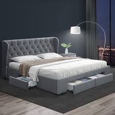 King Size Bed Frame Base Mattress With Storage Drawer Fabric Mila In 2020 King Size Bed Frame Bed Frame With Storage Bed Frame