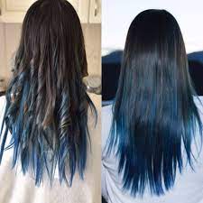Moreover, this is best for anyone with natural hair between light brown and black hair. Dark Brown In The Top And Diffrent Blue Color In Bottom Hair Styles Hair Dye Tips Blue Hair