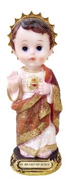 8 Inch Baby Face Sacred Heart of Jesus Statue
