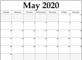 May 2021 blank calendar template. Fillable May Calendar 2020 Monthly Calendar Template Fillable Calendar Calendar Template