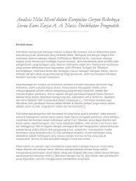 Itulah cerpen robohnya surau kami (rsk) yang dikarang ali akbar navis dan terdokumentasi tetapi, lebih dari sekadar aktivitas waktu sela, rsk juga membawa visi navis soal keberagamaan kita. Analisis Nilai Moral Dalam Kumpulan Cerpen Robohnya Surau Kami Karya A