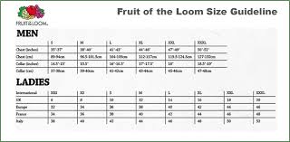 13 fruit of the loom size chart t shirt fastyetitees size