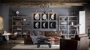 Restoration hardware victorian hotel pendants stagger above a living room furnished with a white slipcovered sofa, a gray velvet roll arm sofa completed restoration hardware spencer chandelier elegantly hanging from a living room ceiling above a gray tufted chair, a round black coffee table and. Restoration Hardware Living Room On Behance