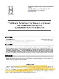 Does it seem like a reasonable way to gain the information the researchers are attempting to obtain? Ssrn Electronic Journal Volume Issue 2016 Doi 102139 Ssrn3205040 Taherdoost Hamed Validity And Reliability Of The Research Instrument How To Test The Validation Of A Questionnaire Survey In Validity Statistics Internal Consistency