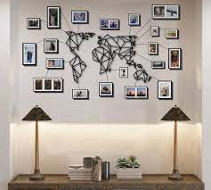 Metal World Map Geometric World Map Wall Art Creative Wall Decor Map Wall Art