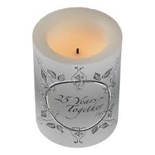 The silver rose is a beautiful 25th wedding anniversary gift idea, whether presented its own or as part of a larger gift. 25th Wedding Anniversary Silver 25 Years Together Flameless Candle Zazzle Com 25th Wedding Anniversary 25th Wedding Anniversary Silver Silver Wedding Anniversary Gift