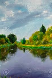 Common mistakes with painting water. Oil Acrylic Painting Autumn Spring On River Sea Pond Water Orange Stock Photo Picture And Royalty Free Image Image 156410757