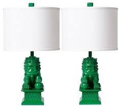 Kelly Green Foo Dog Table Lamp Pair Dog Lamp Mini Table Lamps Table Lamp Sets