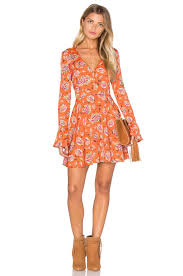 J O A Long Sleeve V Neck Floral Dress In Rust Long Sleeve Floral Dress Red Long Sleeve Dress Red Floral Print Dress