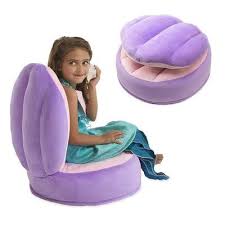Magic Cabin Plush Clamshell Kids Novelty Chair Mermaid Room Decor Kids Chairs Mermaid Kids
