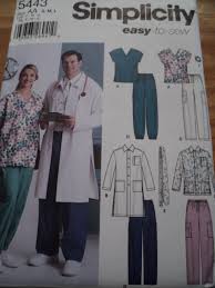 Sewing Pattern Simplicity 5443 Medical Scrubs Lab Coat Top