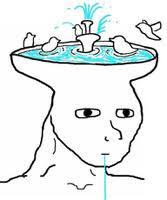 Pink wojak brain chair pipe. Memeatlas