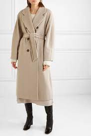 Frame bell double face wool & cashmere wrap. Beige Madame Belted Double Breasted Wool And Cashmere Blend Coat Editorialist