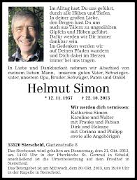 Traueranzeigen von Helmut Simon