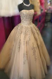 Elegant Strapless Gold Long Prom Dress Quinceanera Dresses Gold Sweet 16 Dresses Gold Sweet Sixteen Dresses