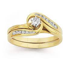 9ct Gold Diamond Swirl Bridal Ring Set Diamond Swirl Bridal Rings Gold Diamond