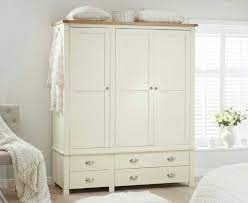 Hamilton Wide 3 Door Wardrobe Painted Cream Amp Pine Large Wardrobes Cream Bedroom Furniture Oak Wardrobe