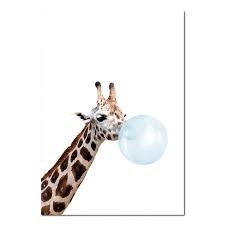 Baby Animal Blue Bubble Poster Nursery Canvas Wall Art Print Zebra Giraffe Painting Nordic Kids Decoratio Nursery Canvas Wall Art Giraffe Painting Dog Wall Art