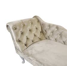 This sofa chaise longue prides a great solution as an extra seat. Chesterfield Handmade Tufted Cream Beige Velvet Chaise Lounge