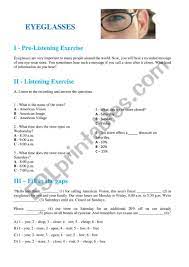 Eyeglasses Listening Esl Worksheet By Felipe Almeida