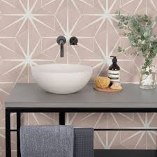 Black And White Lily Pad Tiles Blush Lily Pad Encaustic Wall And Floor Coverings Tiles West One Bathrooms Lily Pads Encaustic Tile Tile Bathroom