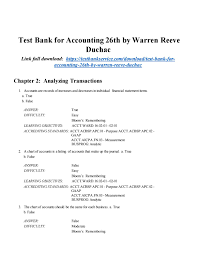 Test Bank For Accounting 26th By Warren Reeve Duchac By