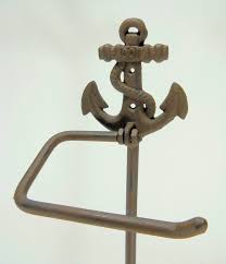 2 roller holders, 2 metal brackets which hold the roller holders to the wall, 4 screws, 4 wall anchors, and 1 then, use these measurements to transfer the toilet paper holder to its new location. Nautical Anchor Toilet Paper Holder Stand Portable Carvers Olde Iron