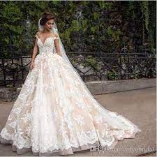 Luxury Ivory Champagne Arabic Wedding Dress Ball Gown Off The Shoulder Straps Lace Pleated Chapel T Ball Gowns Wedding Princess Wedding Dresses Wedding Dresses