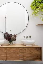 What shapes are available in bathroom mirrors? Bathroom Highlights From The Block 2018 Style Curator Round Mirror Bathroom Minimalist Bathroom Bathroom Mirror Lights
