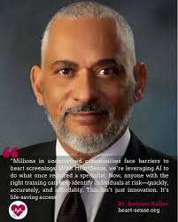 HeartSense is transforming lives. Led by Dr. Antoine Keller, we're using  AI-powered technology to detect cardiovascular risk in the places that need  it most. Whether it's a rural town, a health fair,