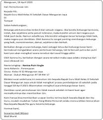 Berisi informasi sekilas, minimal nama pembuat surat tersebut, misalkan saat hari sekolah kamu ingin izin pergi ke luar kota dengan keluarga kamu karena suatu urusan, maka bisa saja yang membuat surat izin tersebut ialah. Contoh Surat Izin Tidak Masuk Sekolah Dengan Alasan Tepat