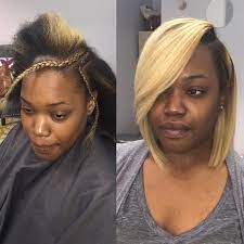 Get longer front layers which go short at the back with bangs completing the look. Tequerra Bush On Instagram Quick Weave Bob On Candicolors Naturallookingweave Teqnicalstyles La Quick Weave Hairstyles Weave Bob Hairstyles Hair Styles