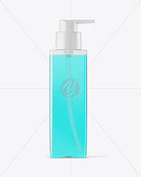 Download Square Clear Bottle With Pump Mockup In Bottle Mockups On Yellow Images Object Mockups