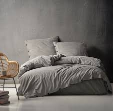 Housse de couette en coton pour adulte. Parure De Couette Gris 2 240 220 Cm 2 Taie 65 65 Cm