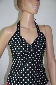 Black And White Polka Dot Halter Top Black White Polka Dots Halter Top 50 60s Rockabilly Vintage Style Pinup Size S Ebay Vintage Fashion Fashion Top Outfits