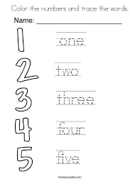 Color The Numbers And Trace The Words Coloring Page Alphabet Worksheets Preschool English Worksheets For Kids Kindergarten Word Families