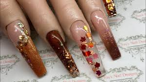 2020 popular 1 trends in beauty & health, home & garden, jewelry & accessories, toys & hobbies with acrylic nail extension nails and 1. Extra Long Autumnal Fall Nail Art Design Using Cjp Acrylic System And Sonia Williams Glitters Youtube