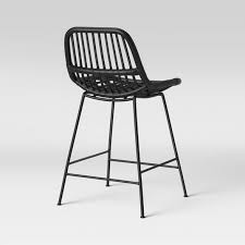 Linnet Rattan With Metal Legs Counter Height Barstool Black Opalhouse Black Bar Stools Black Counter Stools Bar Stools