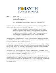Date: July 17, 2024 Contact: Michele Dugan, Director of Communications  mdugan@forsyth.k12.ga.us PRESS RELEASE ANNOUNCING A PR