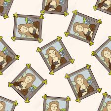 Mona är ett vanligt italienskt diminutiv av madonna och mona lisa betyder helt enkelt hennes nåd/damen lisa. Painting Mona Lisa Cartoon Seamless Pattern Background Royalty Free Cliparts Vectors And Stock Illustration Image 40410661