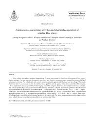 PDF) Antimicrobial, antioxidant activities and chemical composition of  selected Thai spices