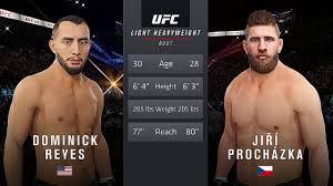 Jiří denisa procházka hasn't been defeated in czech republic and he is now dominating prestigious japanese rizin competition, which is the most watched league of the world right after ufc. Dominick Reyes Vs Jiri Prochazka Ufc 4 Gameplay Legendary Difficulty Ai Vs Ai Ps4 Youtube