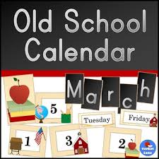 Vintage School Themed Calendar Pocket Chart Printable